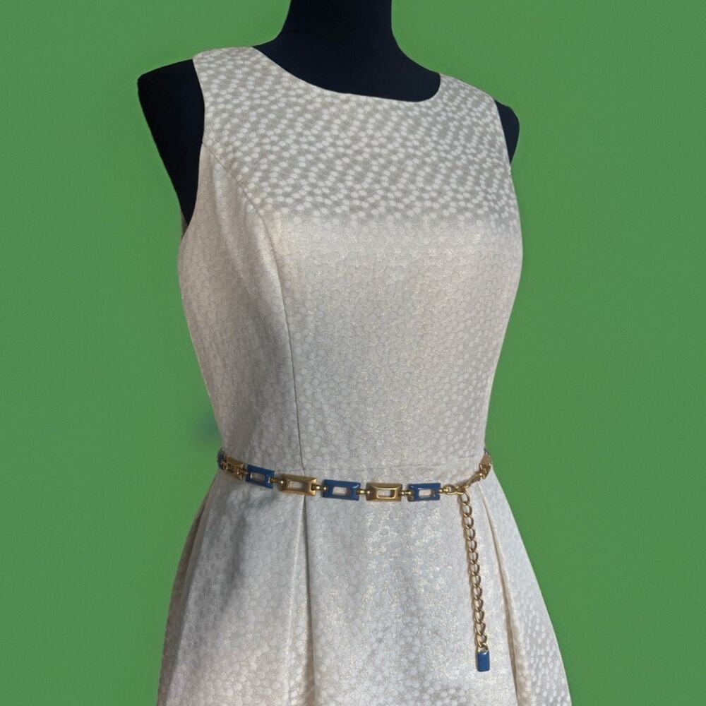 White House Black Market Champagne And Gold Dress - Fit and Flare - Old Money-